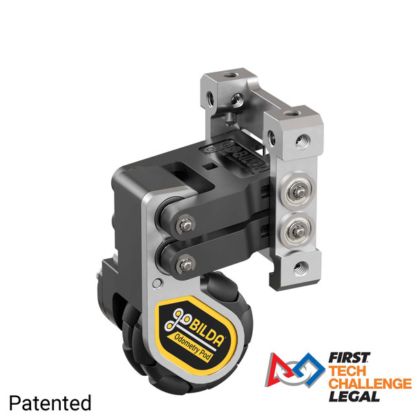 goBILDA odometry pod. Takip tekeri, encoder ve yaylı taşıyıcı aynı grupta.